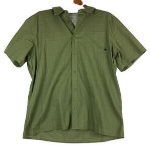 Mountain Hardware Button Shirt Men L Green Short Sleeve Outdoors Hiking Trekking